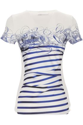 T-shirt in jersey di lycra con stampa Marinière Calligraphy. JEAN PAUL GAULTIER | 24/30-F-TS089J5550159